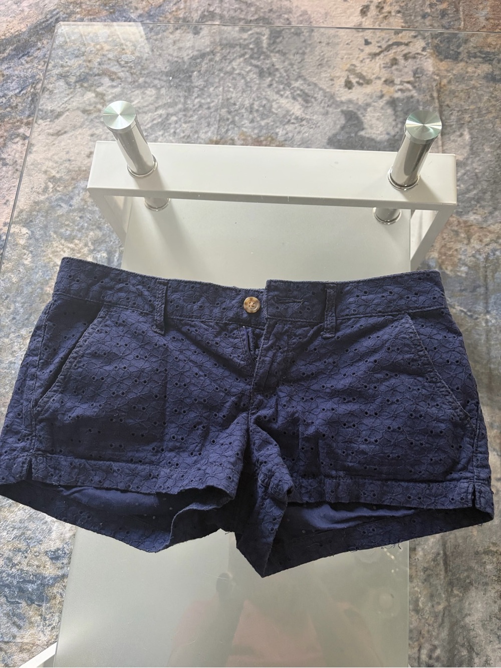 Sonoma Navy Eyelet High Waist Cotton Shorts